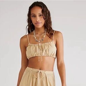 FREE People Ethereal Cream Boho Cropped Top New With Tags Size Medium